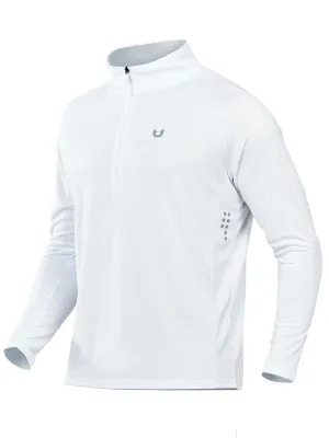 NORTHYARD Men's Running Shirt Long Sleeve Quarter Zip Pullover Moisture Wicking Quick Dry Athletic Workout Shirts WHITE