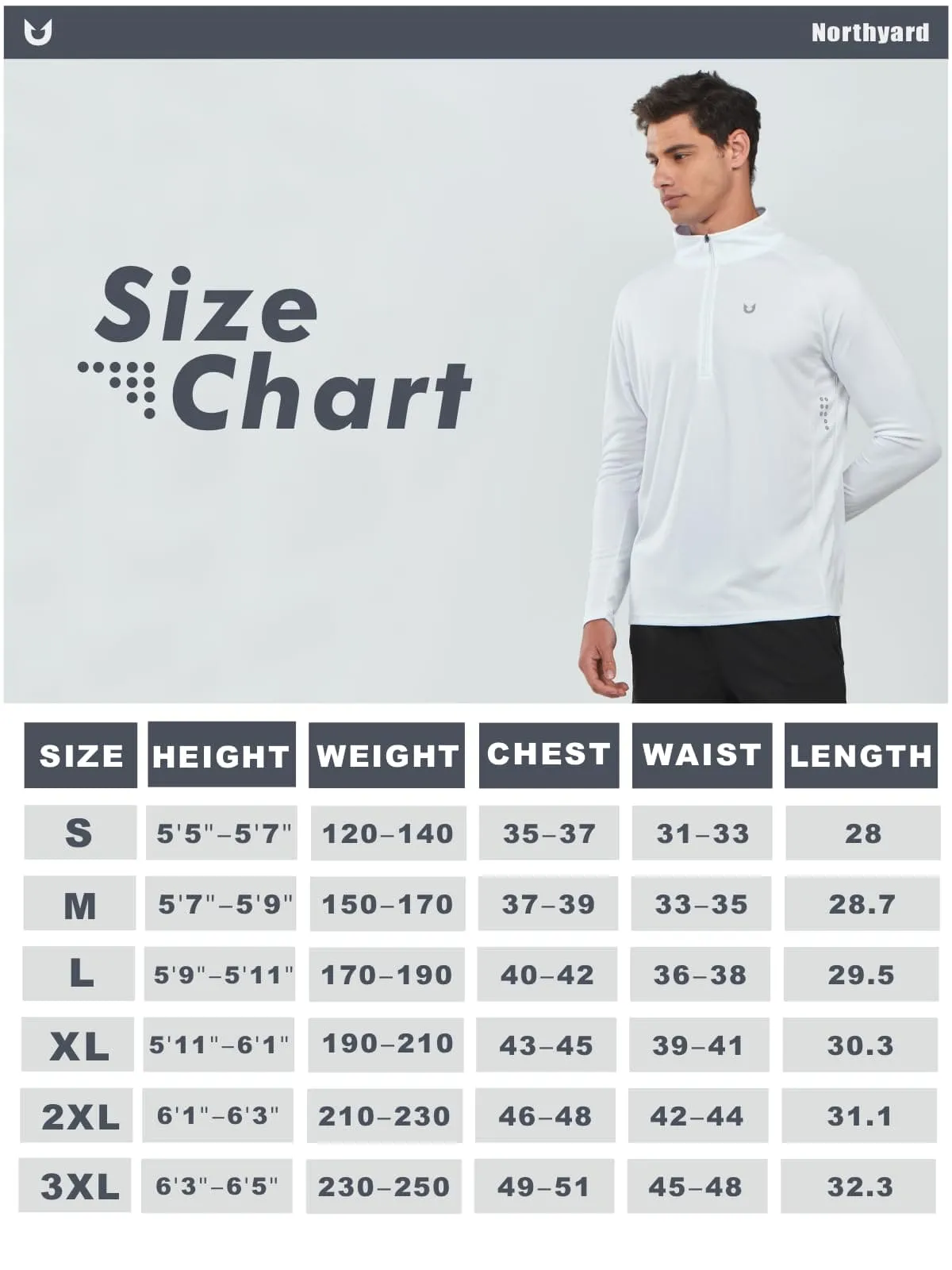 NORTHYARD Men's Running Shirt Long Sleeve Quarter Zip Pullover Moisture Wicking Quick Dry Athletic Workout Shirts WHITE