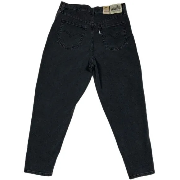 NWT Womens Levi's SilverTab High-Waisted Rise Mom Jeans Black 32 x 27 80s Style