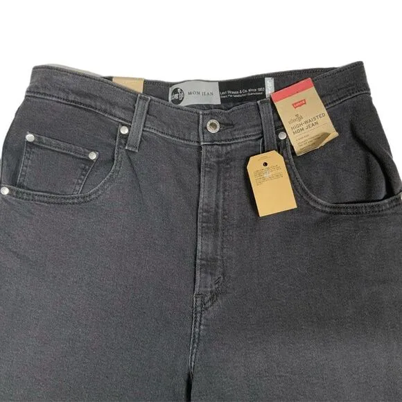 NWT Womens Levi's SilverTab High-Waisted Rise Mom Jeans Black 32 x 27 80s Style