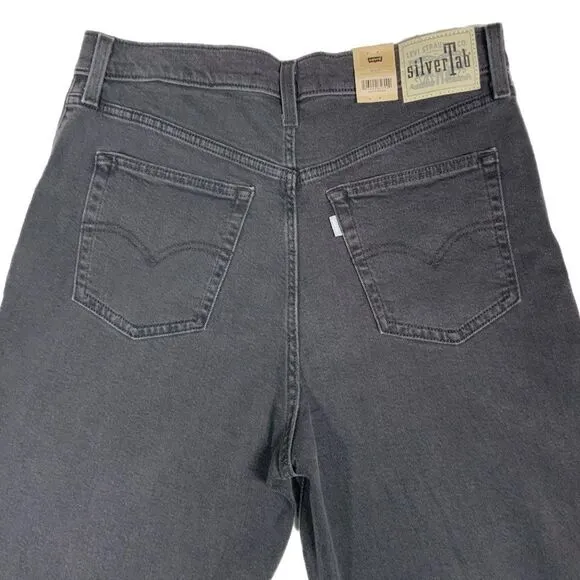NWT Womens Levi's SilverTab High-Waisted Rise Mom Jeans Black 32 x 27 80s Style