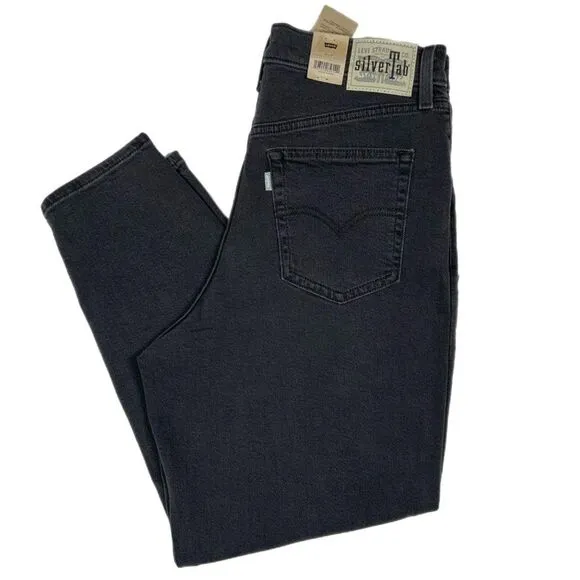NWT Womens Levi's SilverTab High-Waisted Rise Mom Jeans Black 32 x 27 80s Style