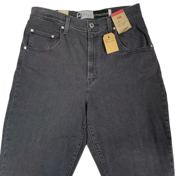 NWT Womens Levi's SilverTab High-Waisted Rise Mom Jeans Black 32 x 27 80s Style