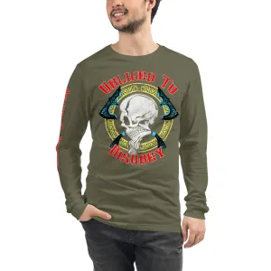 Obliged To Disobey / Viking Skull and Axes with Sleeve Print Unisex Long Sleeve Tee