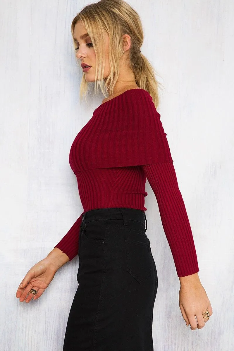 Off The Shoulder Pullover Sweater Crop Top