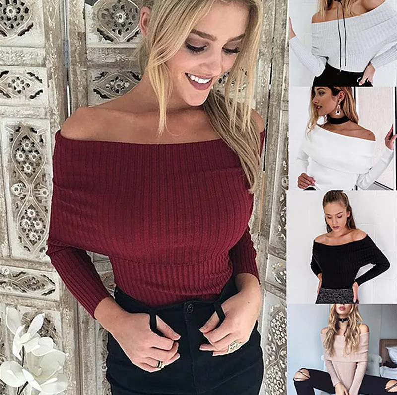 Off The Shoulder Pullover Sweater Crop Top