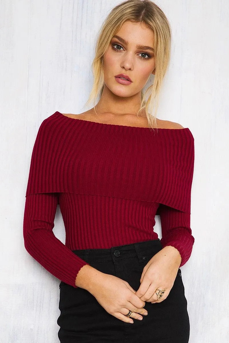 Off The Shoulder Pullover Sweater Crop Top