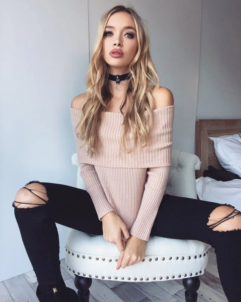 Off The Shoulder Pullover Sweater Crop Top