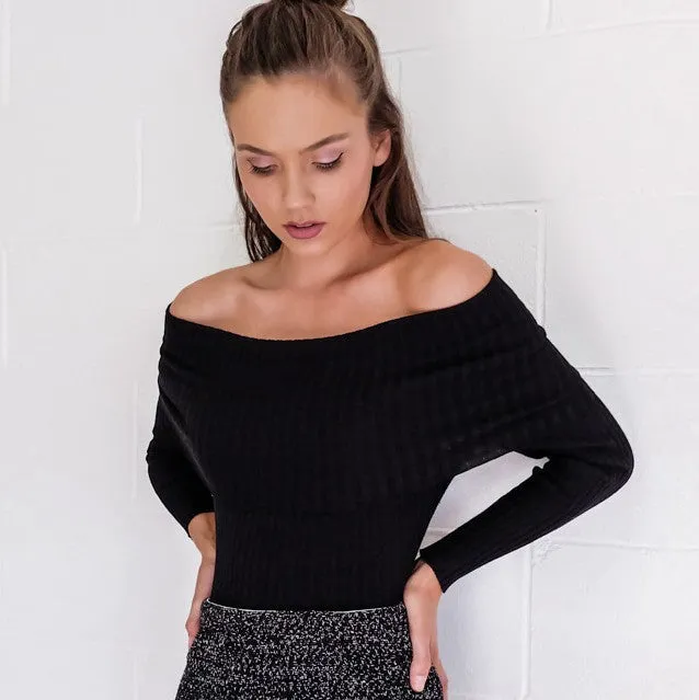 Off The Shoulder Pullover Sweater Crop Top