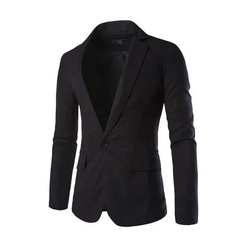 One Button Men Blazer Slim Fit Costume Homme Suit Jacket Masculine Blazer 8 Color