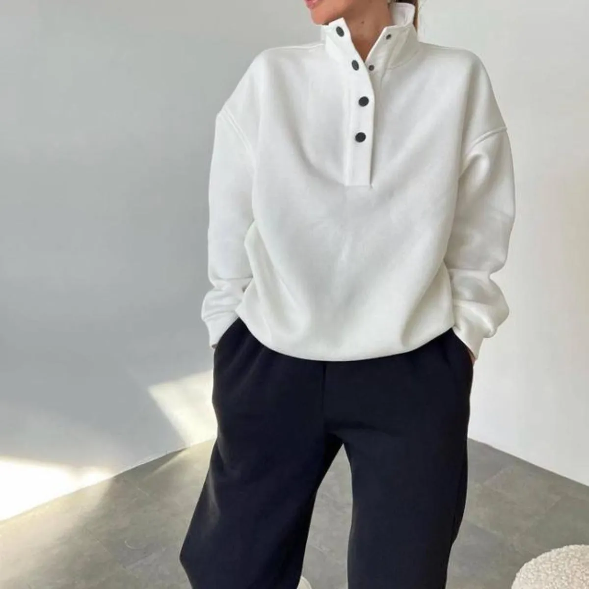 Oversized Solid Casual Pullovers & Long Pant Set