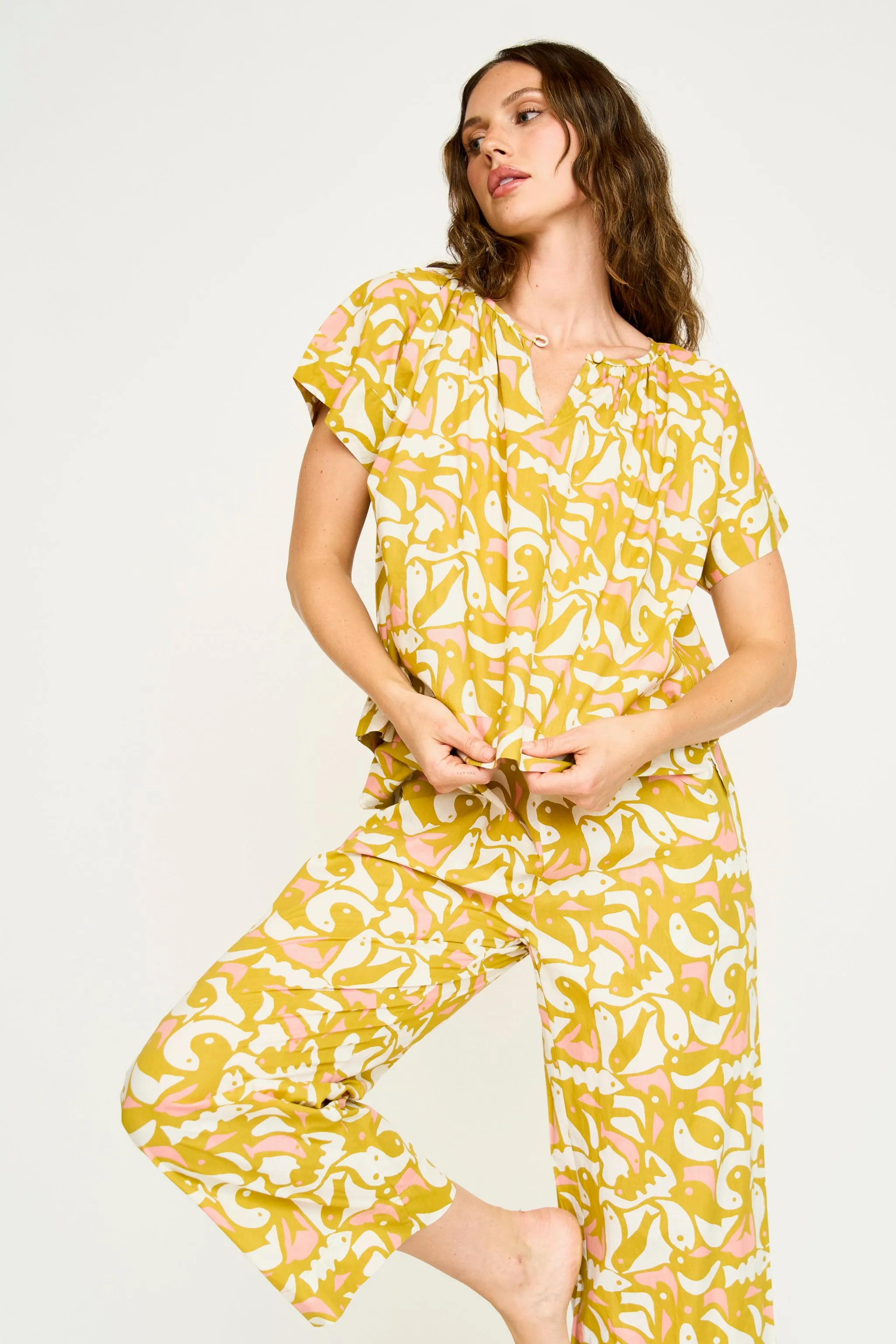 Pajama Pant Set in Canary