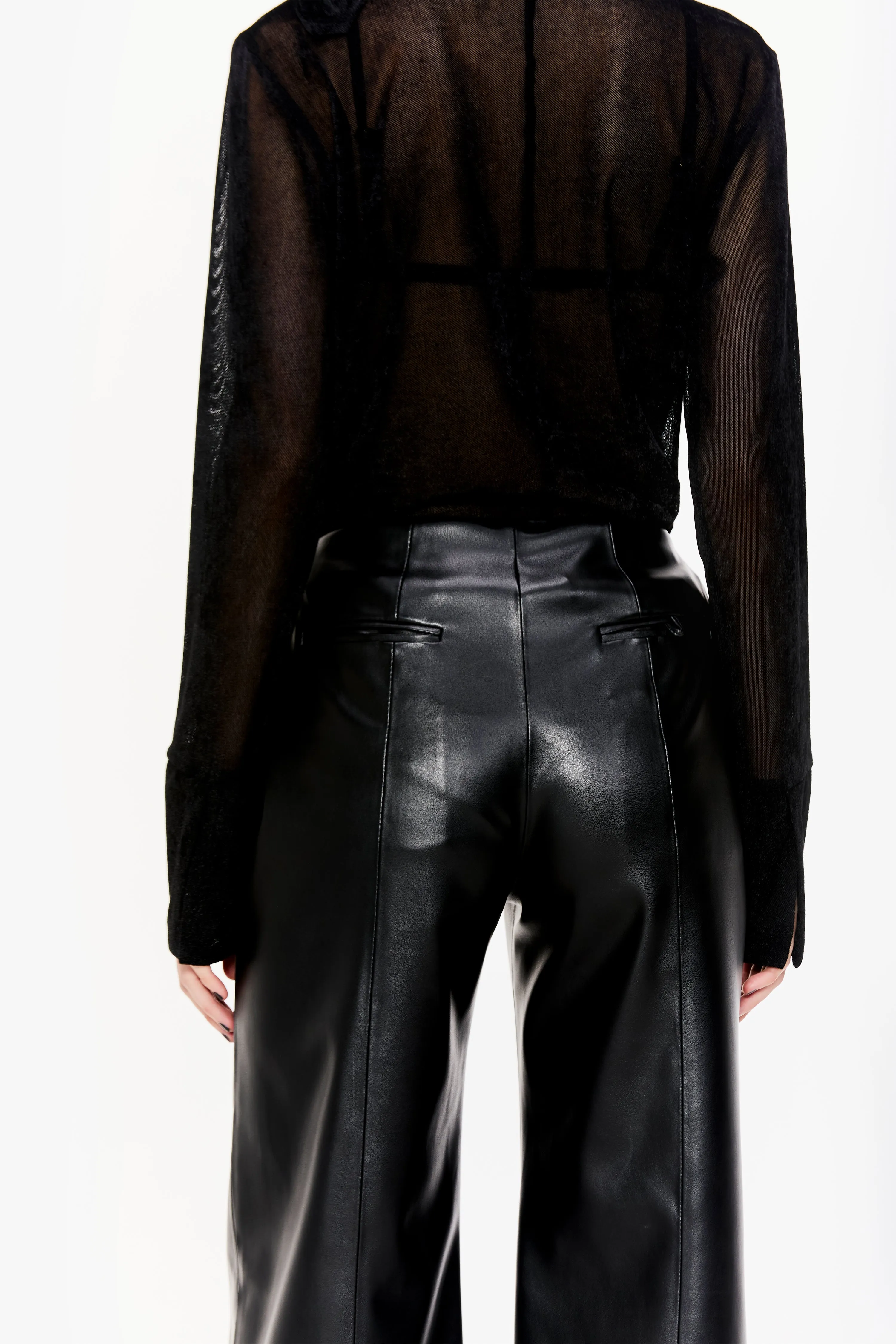 Panelled Faux Leather Trousers