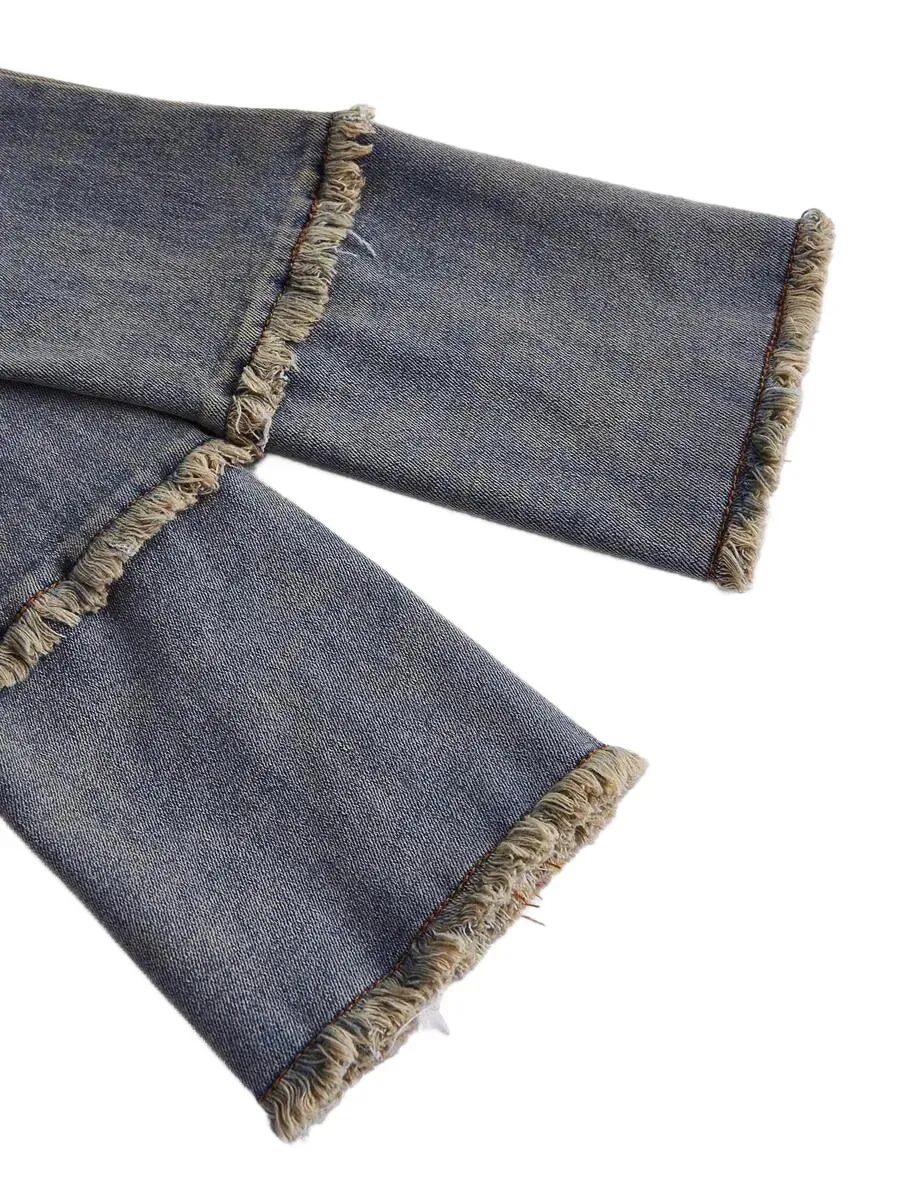 Pellegrina Denim Jacket with Fringe Detailing in Blue