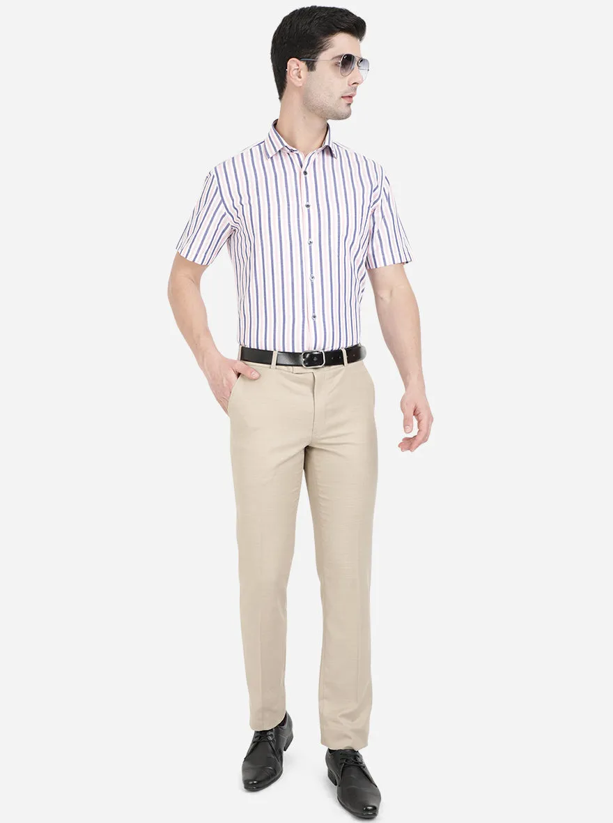Pink & Blue Striped Regular Fit Formal Shirt | JadeBlue