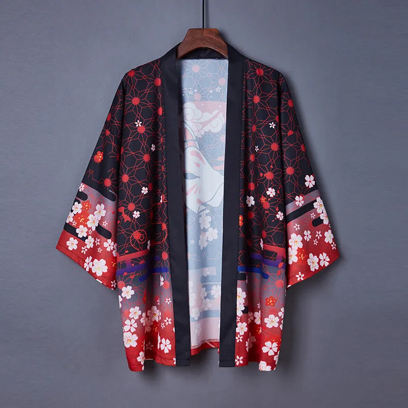 Printed Kimono Cloak Coat Road Robe Pajamas Cardigan Women