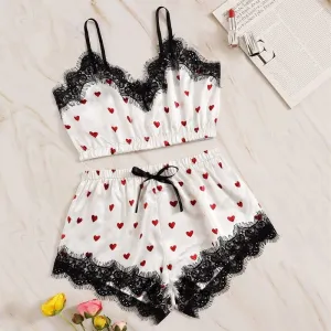 Printed Silk Satin Pajama Set