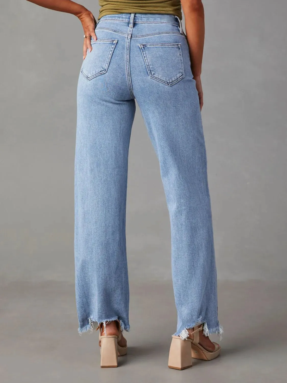 Raw Hem Loose Fit Jeans
