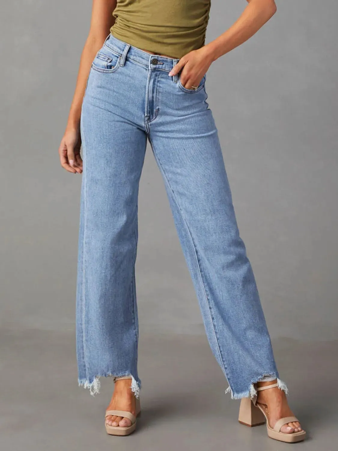 Raw Hem Loose Fit Jeans