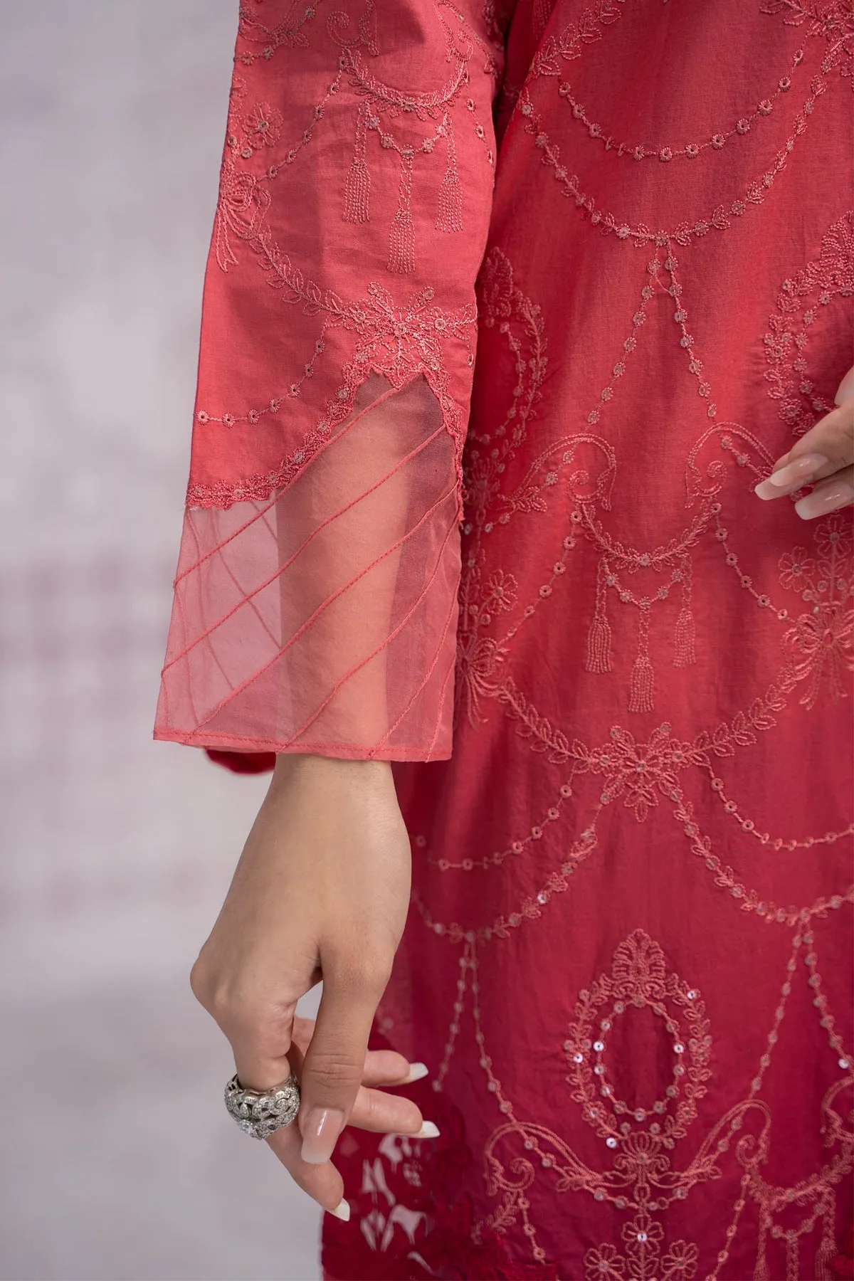 Reddish Pink Embroidered Pakistani Salwar Kameez Dupatta Salwar Suit