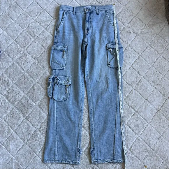 Revolve X Pistola | Bobbie Utility Mid Rise Loose Straight Cargo Jeans | Size 27