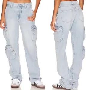 Revolve X Pistola | Bobbie Utility Mid Rise Loose Straight Cargo Jeans | Size 27