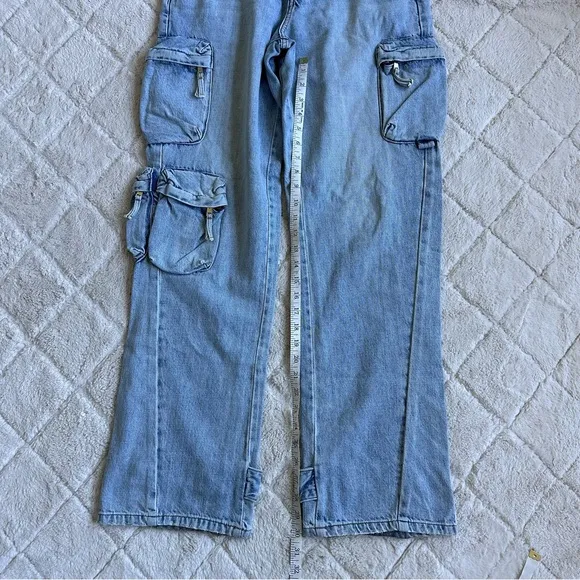 Revolve X Pistola | Bobbie Utility Mid Rise Loose Straight Cargo Jeans | Size 27