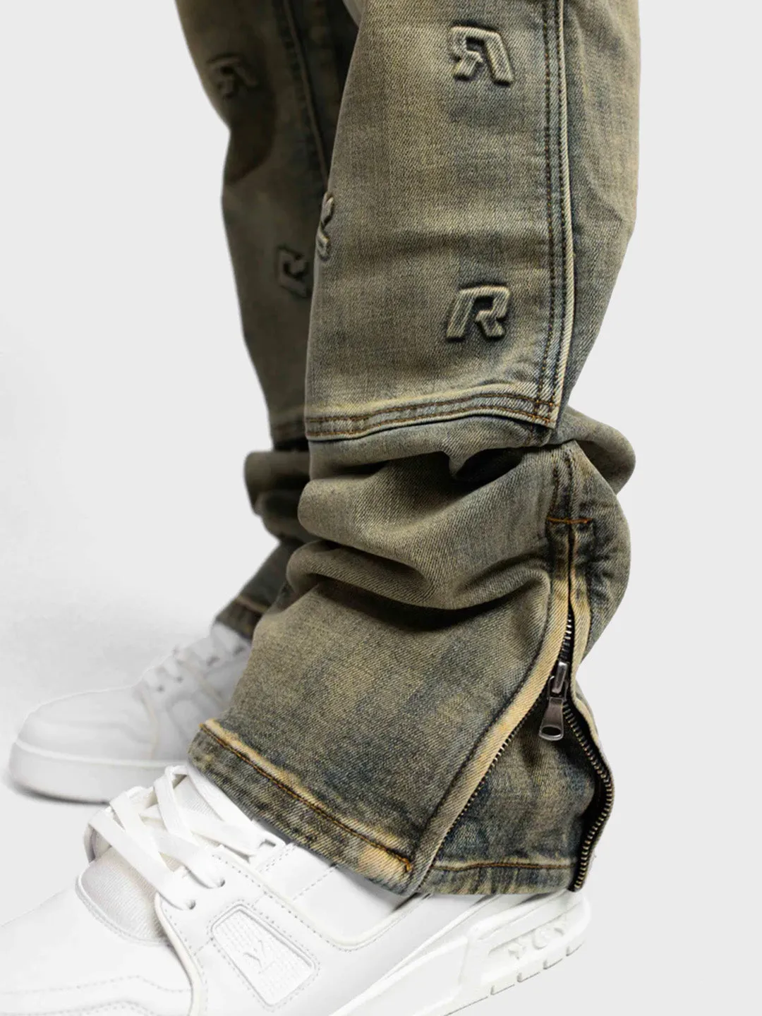 Rivero Embossed Worker Jeans | Pale