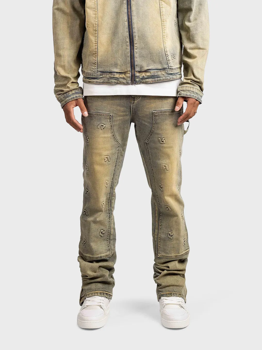 Rivero Embossed Worker Jeans | Pale