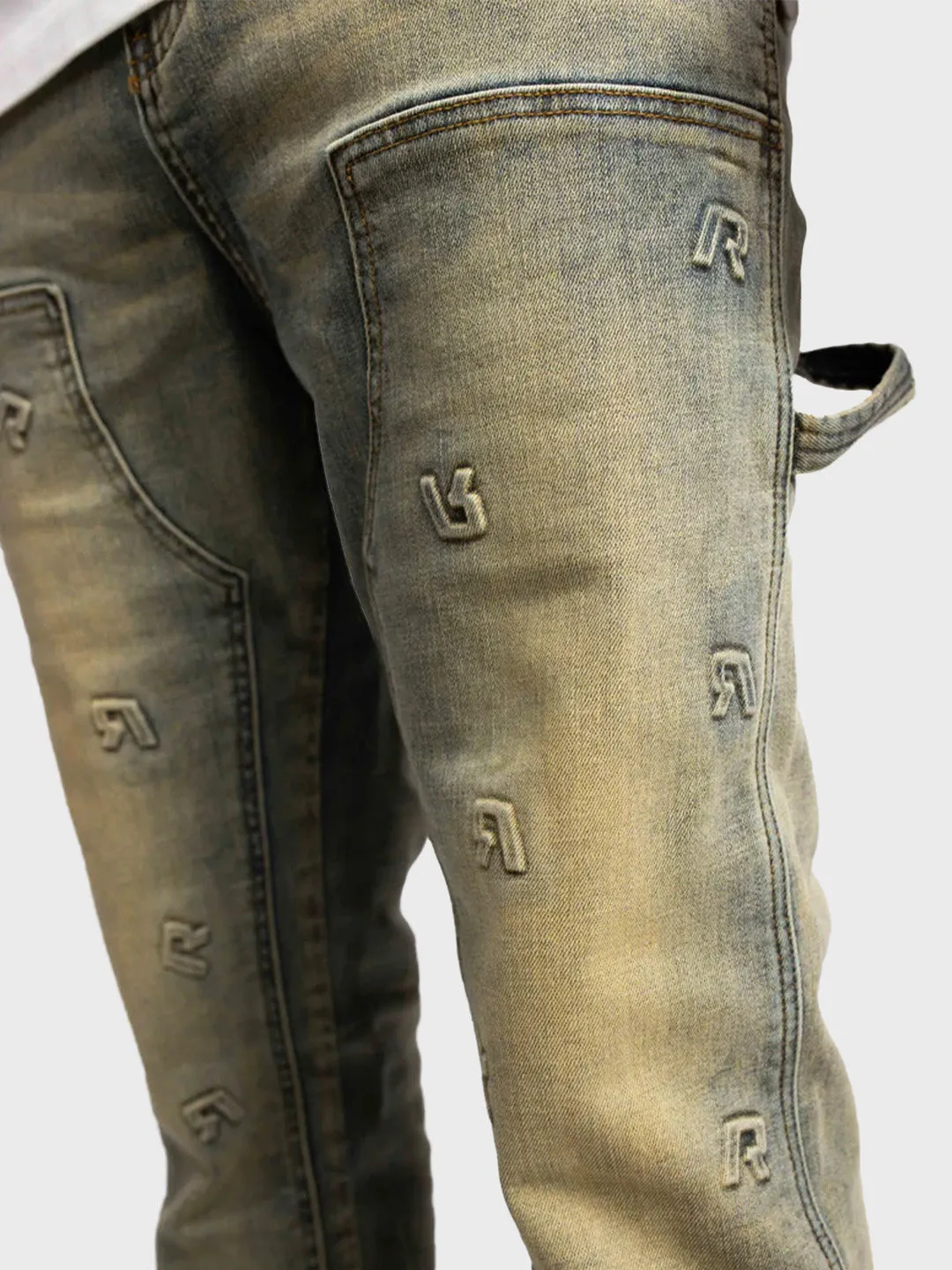 Rivero Embossed Worker Jeans | Pale