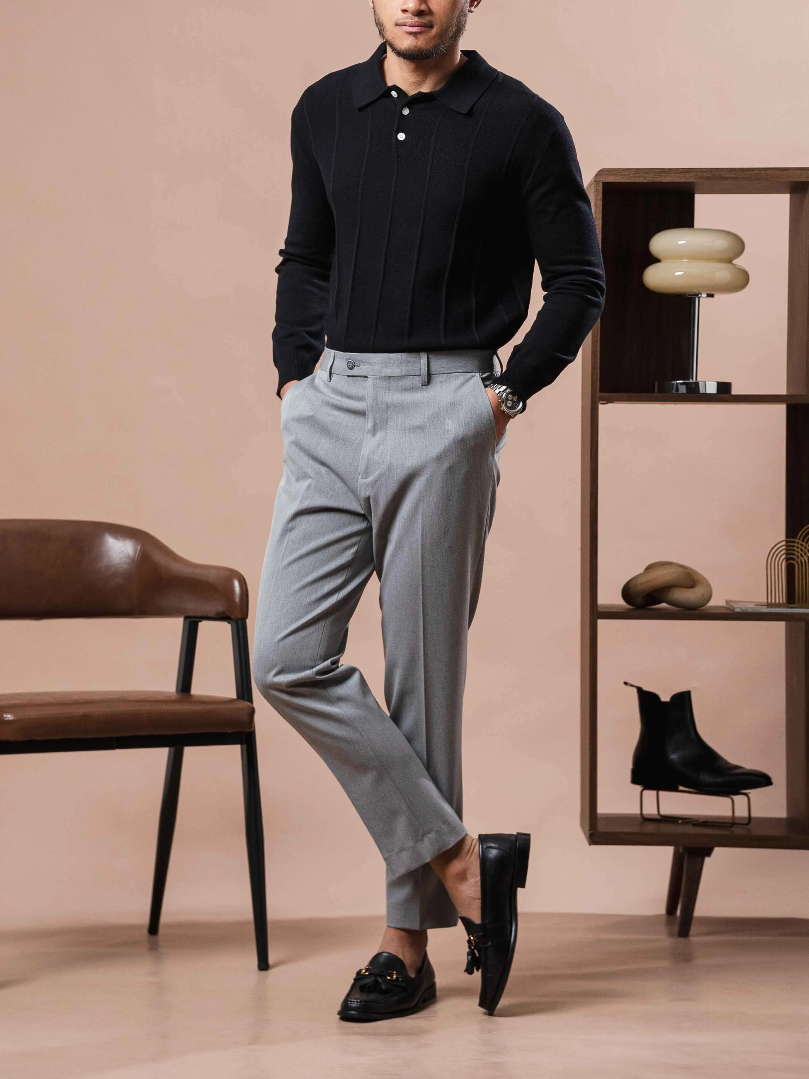 Roma Polo Knit - Black