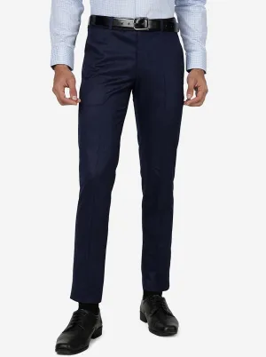 Royal Blue Solid Slim fit Formal Trouser | Metal