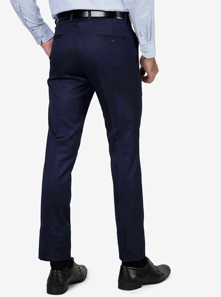 Royal Blue Solid Slim fit Formal Trouser | Metal