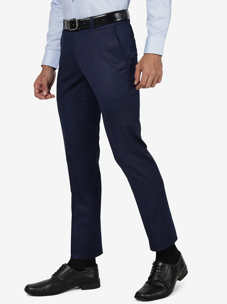 Royal Blue Solid Slim fit Formal Trouser | Metal