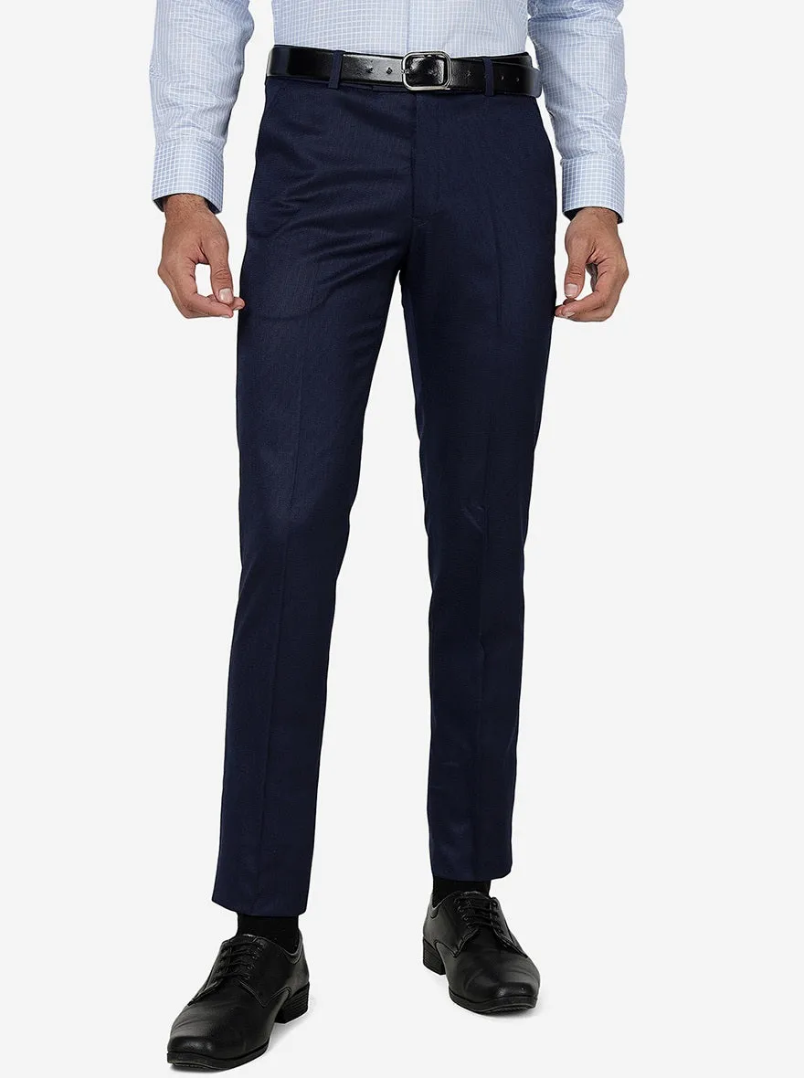 Royal Blue Solid Slim fit Formal Trouser | Metal