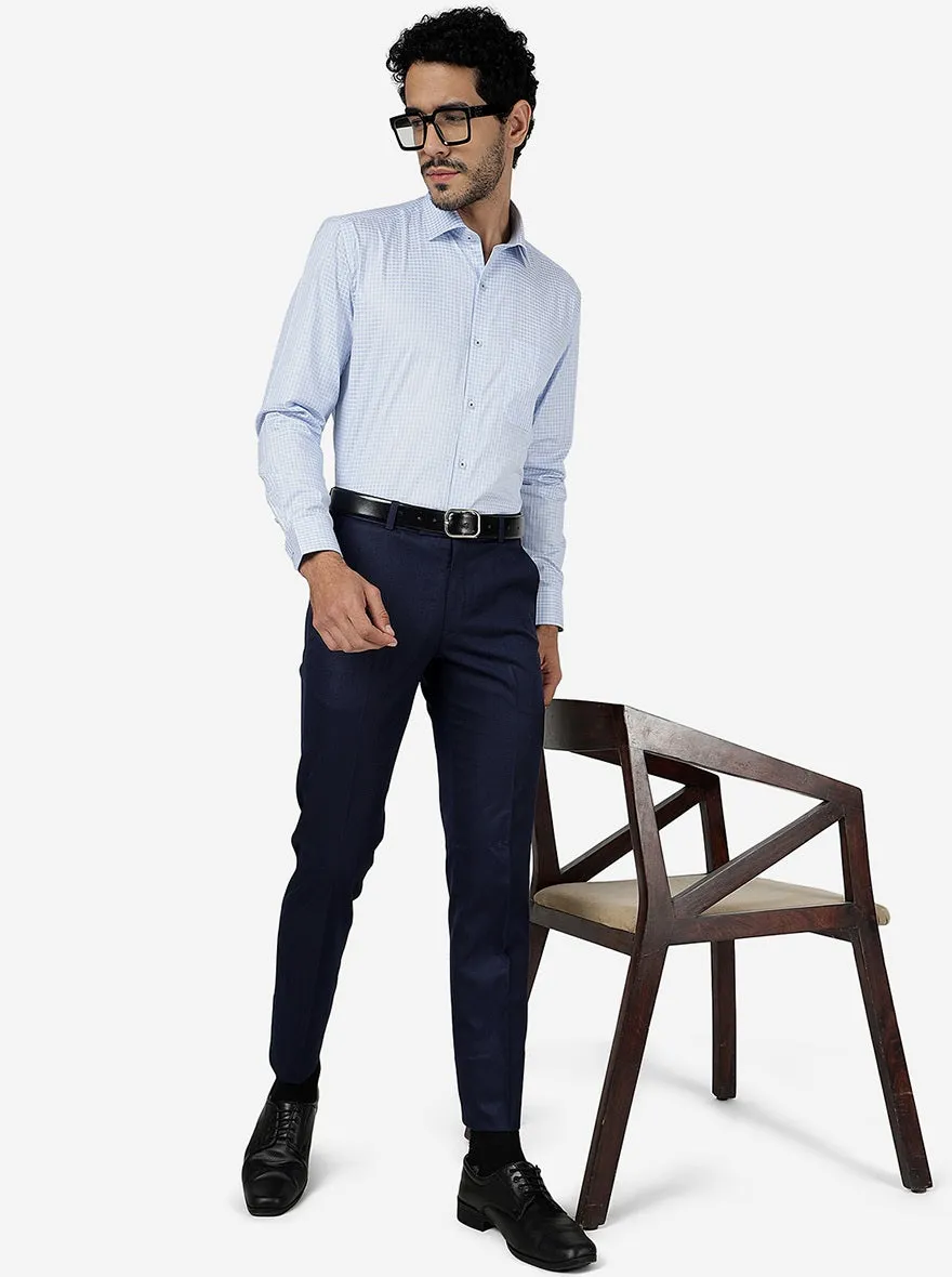 Royal Blue Solid Slim fit Formal Trouser | Metal