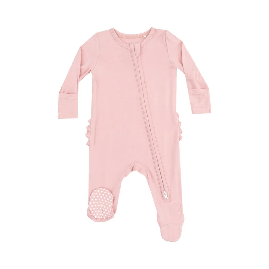 Ruffle Zipper Footie | Bridal Rose
