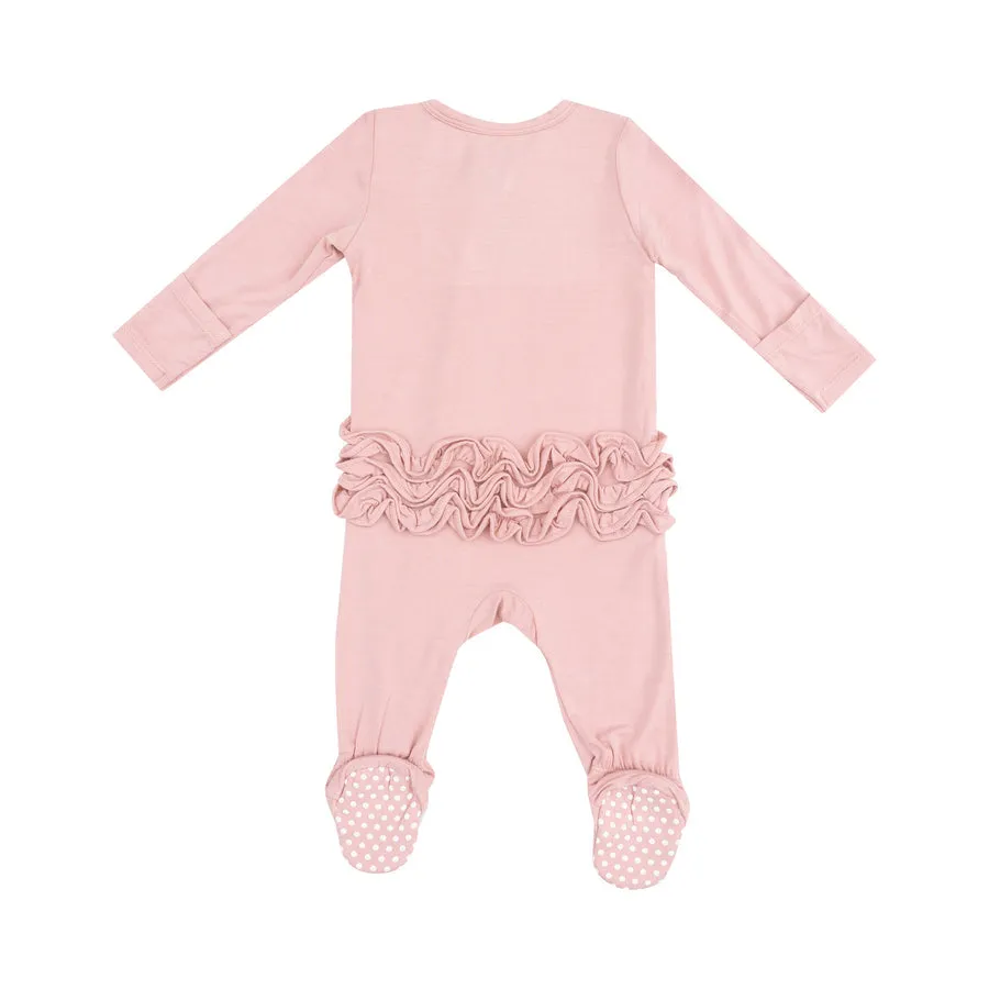 Ruffle Zipper Footie | Bridal Rose