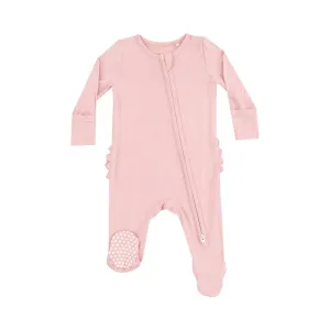 Ruffle Zipper Footie | Bridal Rose