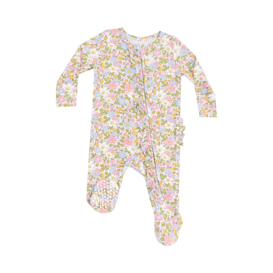 Ruffle Zipper Footie | Bubbly Baby Calico