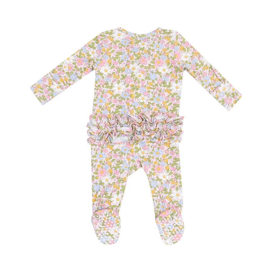 Ruffle Zipper Footie | Bubbly Baby Calico