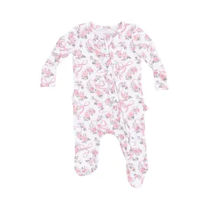 Ruffle Zipper Footie | Ribbons & Flowers