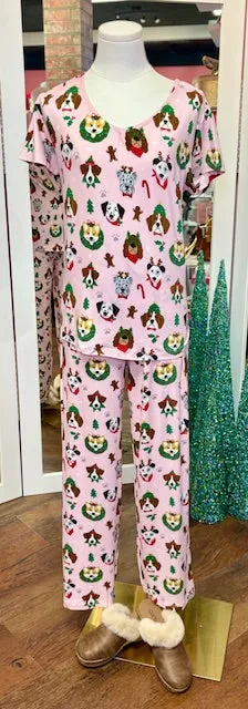 Santa's Pups Christmas Vneck Top