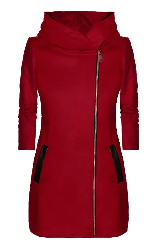 Side Zipper Cashmere Jacket Hooded Sweatshirt