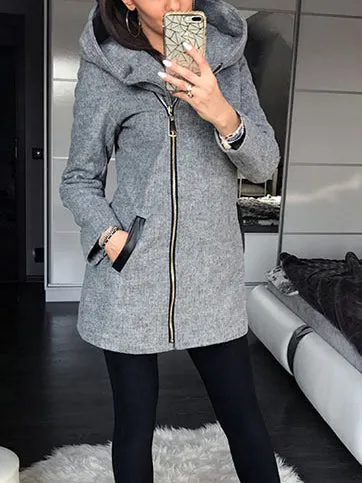 Side Zipper Cashmere Jacket Hooded Sweatshirt