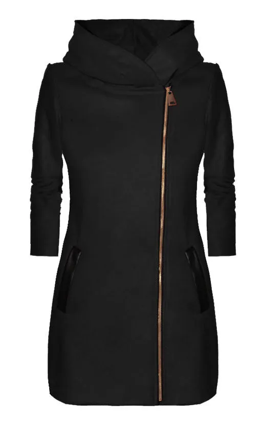 Side Zipper Cashmere Jacket Hooded Sweatshirt
