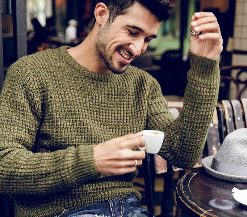 Simwood Brand Men Wool Sweater Autumn Winter O-neck Thick Kintwear Pullover Christmas Mens Sweaters High Quality MY396