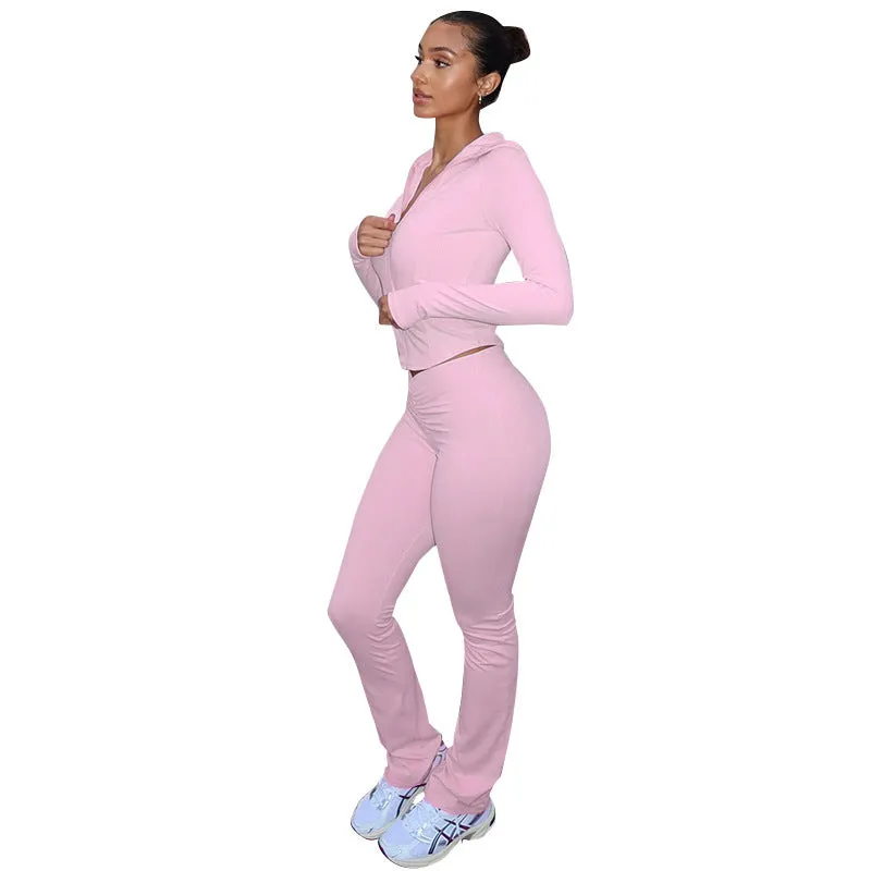 Sleek Zippered Hoodie and Pants Set with a Stylish Twist