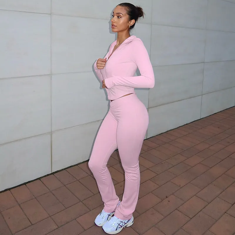 Sleek Zippered Hoodie and Pants Set with a Stylish Twist