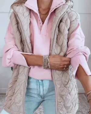 Sleeveless zip-up hooded casual jacket